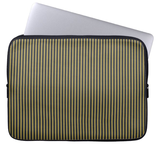 Capa Para Notebook Dourado fino Elegante e Marinho Vertical Strips Ve (Frente)