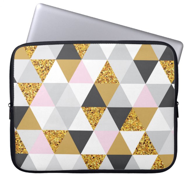 Capa Para Notebook Dourado mármore, textura geométrica perfeita (Frente)
