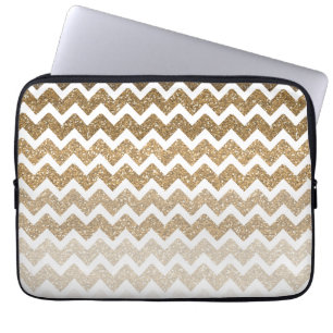 Capa Para Notebook Dourado Mole Glitter Chevron Ombre