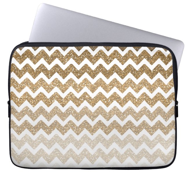Capa Para Notebook Dourado Mole Glitter Chevron Ombre (Frente)