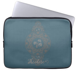 Capa Para Notebook Dourado personalizado Rococo Lotus Mandala Ornamen