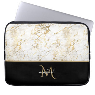 Capa Para Notebook Dourado preto e mármore - luxo elegante