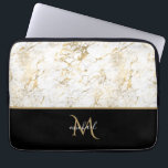 Capa Para Notebook Dourado preto e mármore Monograma Elegante luxo<br><div class="desc">Design de luxo clássico elegante com ouro preto e mármore com monograma. O modelo foi configurado para que você só precise adicionar seu nome para completar o design. Acessórios correspondentes na loja.</div>