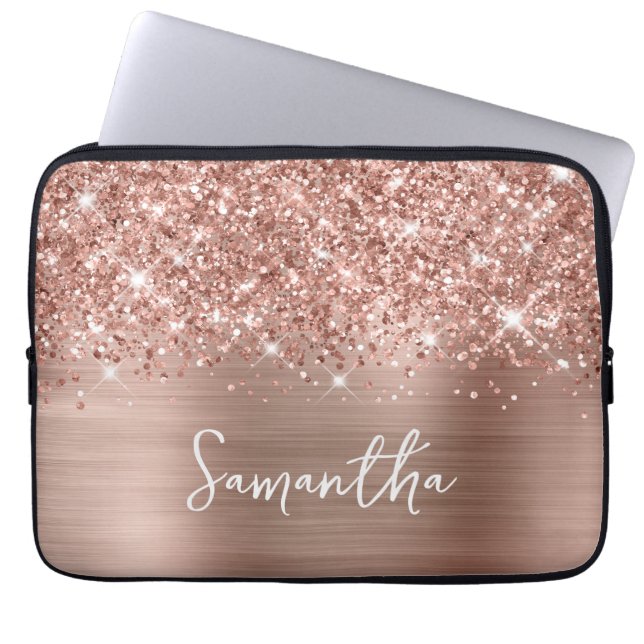 Capa Para Notebook Dourado Rosa Espelhado Glam Nome (Frente)