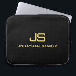 Capa Para Notebook Dourado Texto Monograma Modelo Preto Inicial<br><div class="desc">Monograma Personalizado Texto Preto Dourado Inverso Moderno Modelo de 10 polegadas.</div>