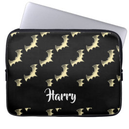 Capa Para Notebook Dourados morcegos em preto