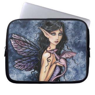 Capa Para Notebook Dragão de Ámbar Roxo Arte Fantasia Fada