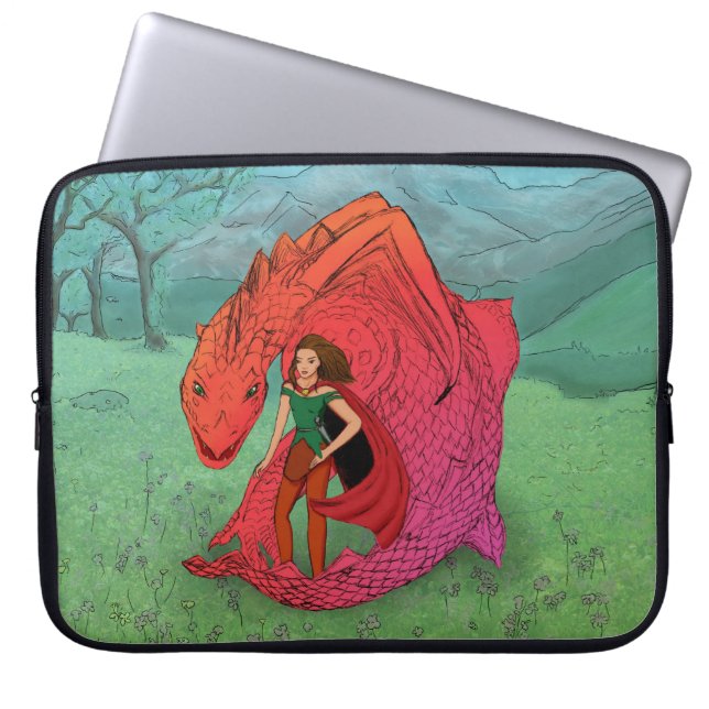 Capa Para Notebook Dragão de Bebê Vermelho (Frente)