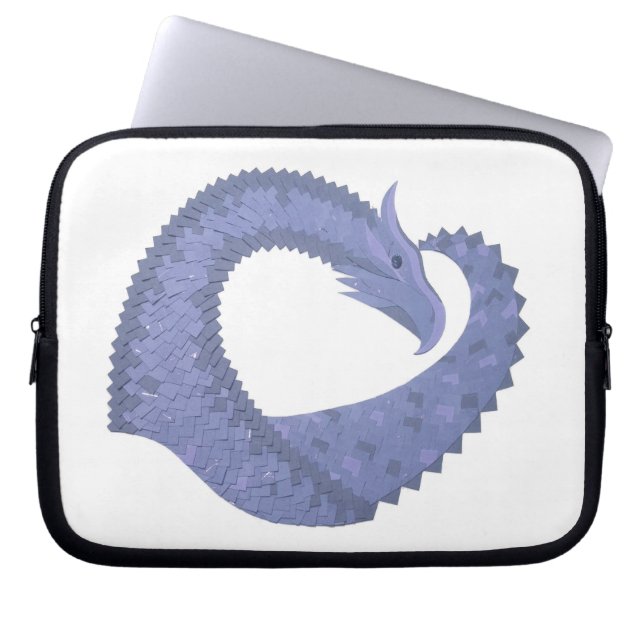 Capa Para Notebook Dragão de cinza azul em branco (Frente)