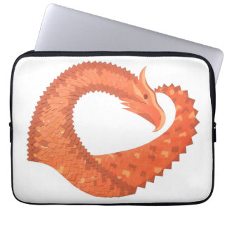 Capa Para Notebook Dragão de coração laranja em branco