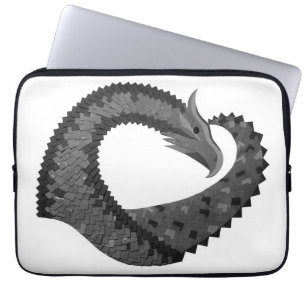 Capa Para Notebook Dragão de coração negro em branco