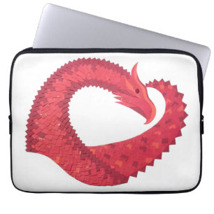 Capa Para Notebook Dragão de coração vermelho sobre branco