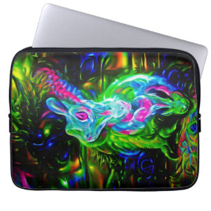 Capa Para Notebook Dragão do Coelho Psicodélico em Neon Fantasy