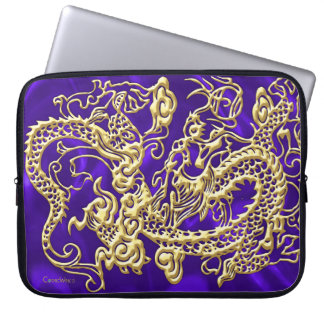 Capa Para Notebook Dragão Dourado com relevo no Impressão de Satin Ro