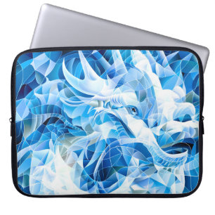 Capa Para Notebook Dragão Mosaico Azul Sky