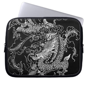 Capa Para Notebook Dragão Negro e Branco