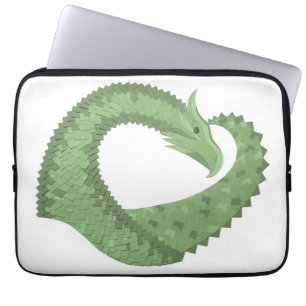 Capa Para Notebook Dragão verde-oliva em branco