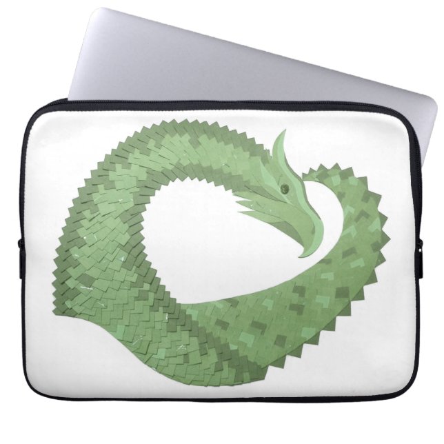 Capa Para Notebook Dragão verde-oliva em branco (Frente)