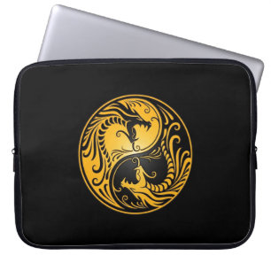 Capa Para Notebook Dragões amarelos e pretos de Yin Yang