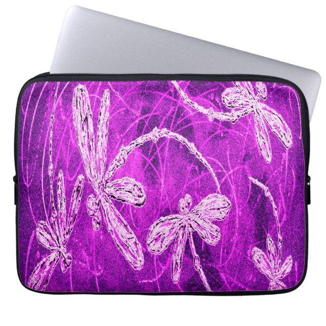 Capa Para Notebook Dragões de prata em um céu magenta (Frente)