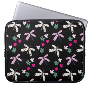 Capa Para Notebook Dragões e Flores a Preto