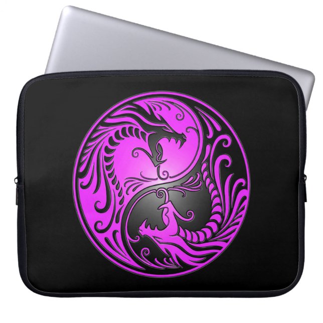 Capa Para Notebook Dragões, roxo e preto de Yin Yang (Frente)