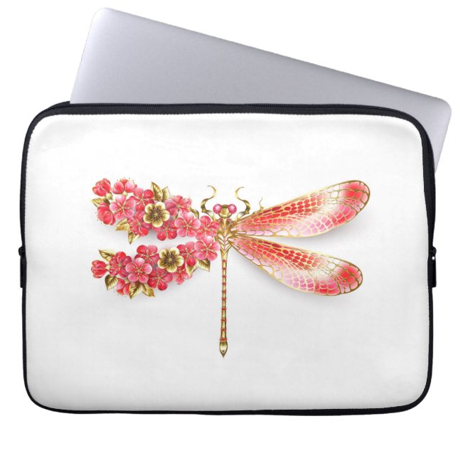 Capa Para Notebook Dragonfly com joalheria sakura (Frente)