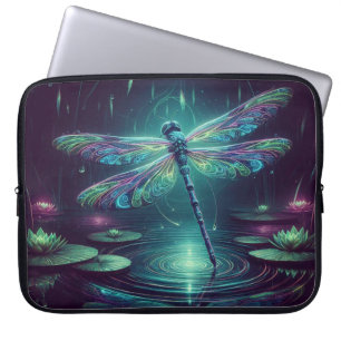 Capa Para Notebook Dragonfly Elétrica, Animais Neon Capturantes
