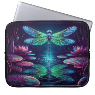 Capa Para Notebook Dragonfly Elétrica, Animais Neon Capturantes