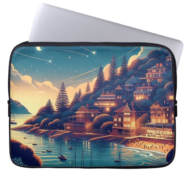 Capa Para Notebook Dreamy Coastal Night (Frente)