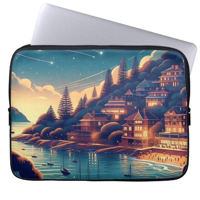 Capa Para Notebook Dreamy Coastal Night (Frente)