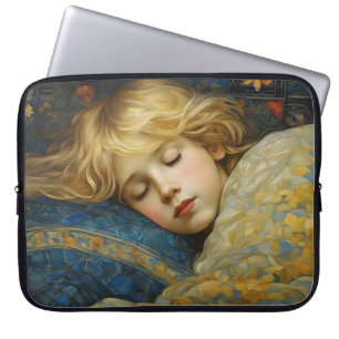 Capa Para Notebook Dreamy Dormindo Criança em Filha Floral