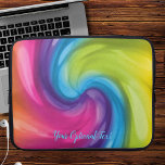 Capa Para Notebook Dreamy Rainbow Swirl<br><div class="desc">Esta bolsa de laptop com padrão suave, de cor rica, está pronta para seu nome ou outro texto personalizado (opcional). Escolha entre três opções de tamanho.</div>