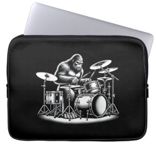 Capa Para Notebook Drummer Bigfoot Sasquatch Tocando Tambores Músico 