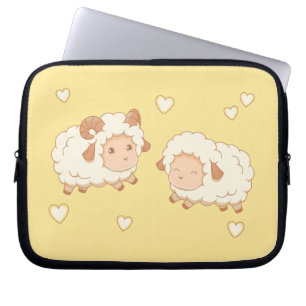 Capa Para Notebook Duas Pequenas Ovelhas Bonitas, Amarelas