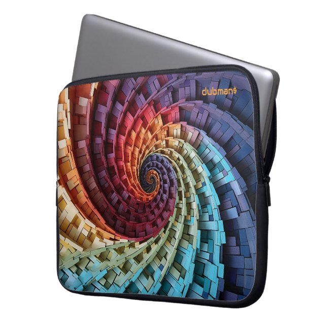 Capa Para Notebook Dubman Design: Fibonacci Rainbow Trippy Spiral (Frente Esquerda)