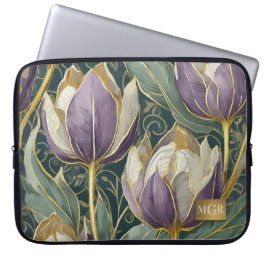 Capa Para Notebook Dusty Purple Tulip Dream - Botanical Monogram