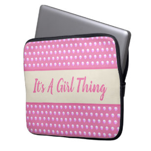 Capa Para Notebook É Uma Garota Que Bolinhas Brilhantes Rosa Menino