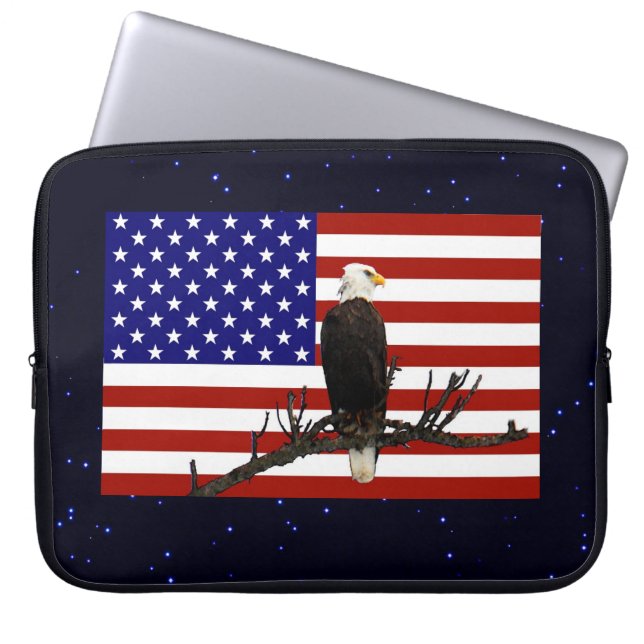 Capa Para Notebook Eagle Bald Vigilância (Frente)