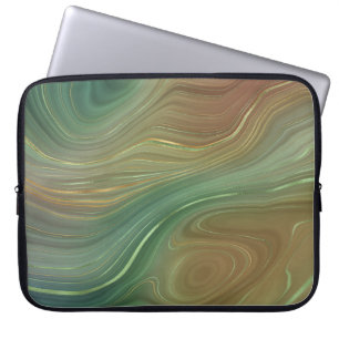 Capa Para Notebook Earthy Strata Emerald Green Brown Dourado Agate