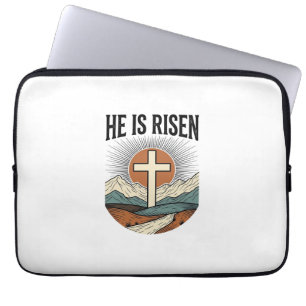 Capa Para Notebook Ele Ressuscitou Cruz Nascer do Sol Camiseta Cristã
