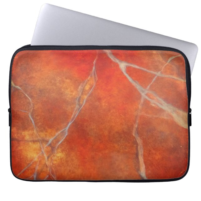 Capa Para Notebook Electronics Bag with red hot marble art design (Frente)