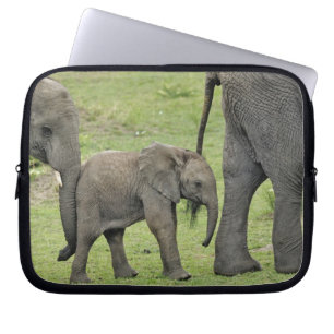 Capa Para Notebook Elefante africano fêmea com bebê