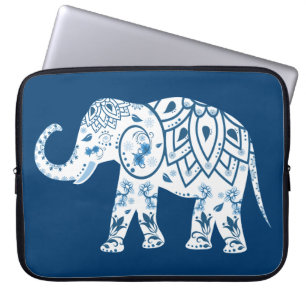 Capa Para Notebook Elefante Azul Padrão do ornamentado