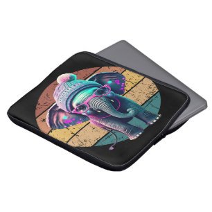 Capa Para Notebook Elefante-bebê bonito com colza e óculos-rosa