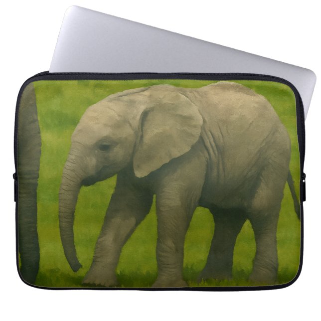 Capa Para Notebook Elefante Jovem na Reserva de Grassy (Frente)