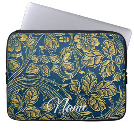 Capa Para Notebook Elegância Azul Dourada