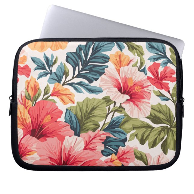 Capa Para Notebook Elegância das Flores Tropicais de Hibisco (Frente)