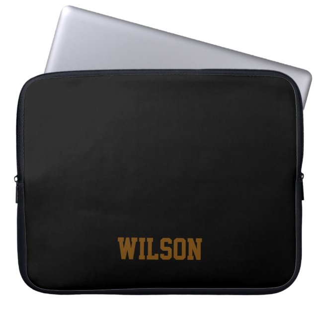 Capa Para Notebook Elegant black &gray monogram name  (Frente)