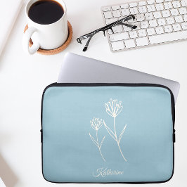 Capa Para Notebook Elegant Dusty Blue Simple Flower Sports